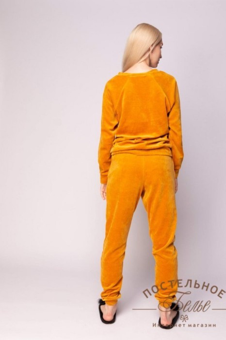 Лорен женский костюм велюровый горчичный XS