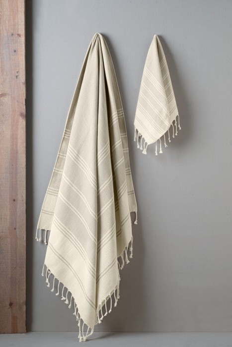 Набор полотенeц Arya с Бахромой 2 шт Zigzag Бежевый