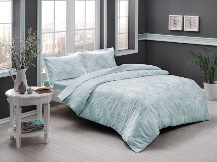 Постельное белье TAC SATEN LUCCA полуторное мятный