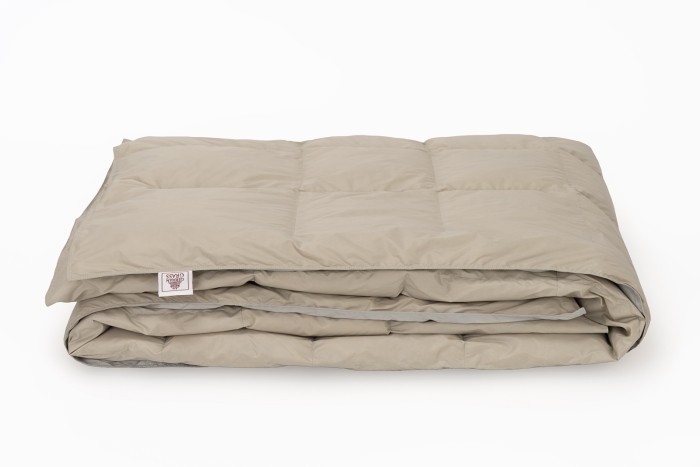 Дорожный плед пуховый Travel Plaid Grass grey-beige 140х200