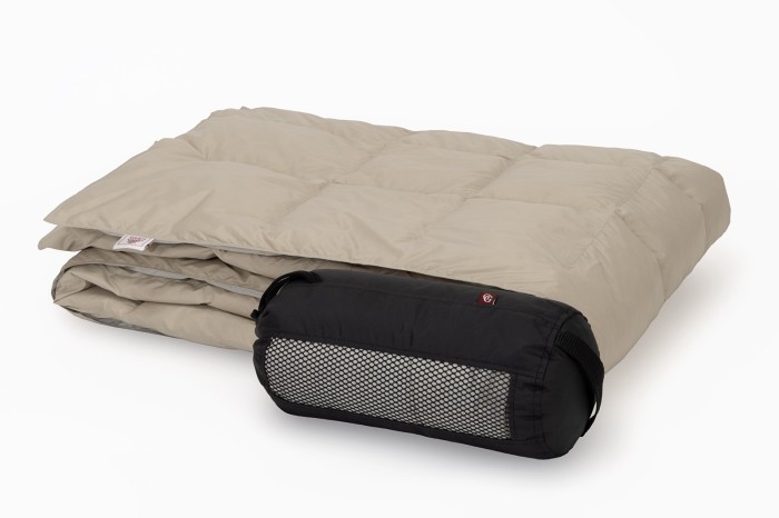 Дорожный плед пуховый Travel Plaid Grass grey-beige 140х200