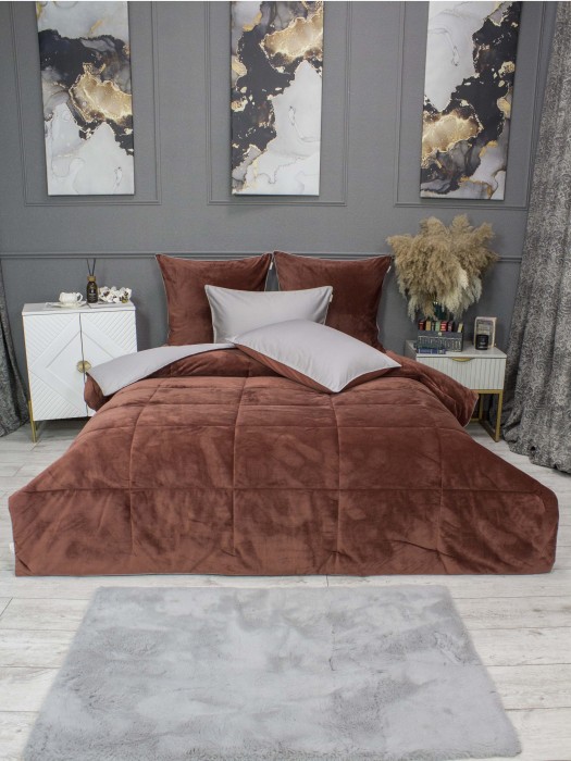 Комплекты для сна Sheffild Premium (терракот пепел) АВС Cotton Евро