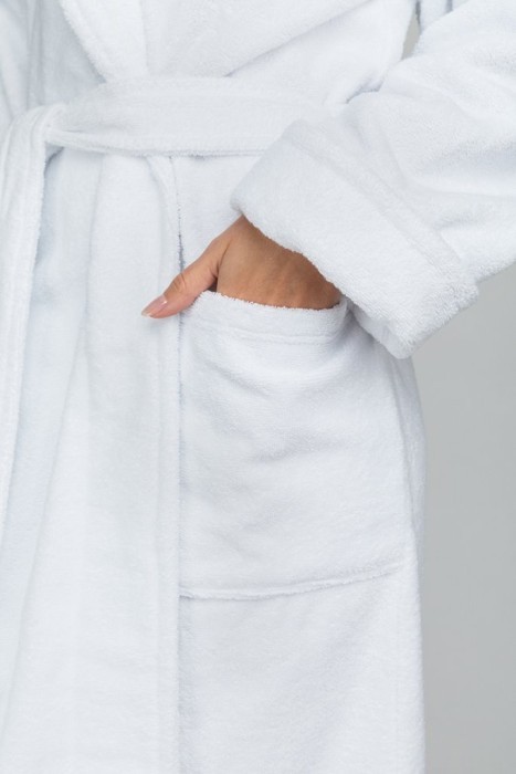 Махровый халат унисекс King&Queen Power (E 303) Белый