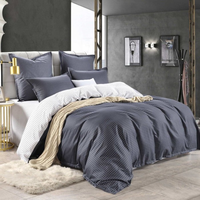 Диксан (синий) Комплект постельного белья Сатин 2х