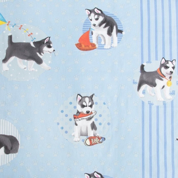 Постельное бельё "Этель" 1,5 сп., Лучшие друзья Хаски 143х215 см, 150х214 см, 50х70 см -1 шт., 100% хлопок, бязь, 125 г/м2