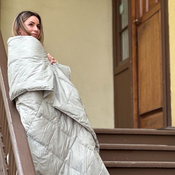 Дорожный плед пуховый Travel Plaid Grass grey 140х200