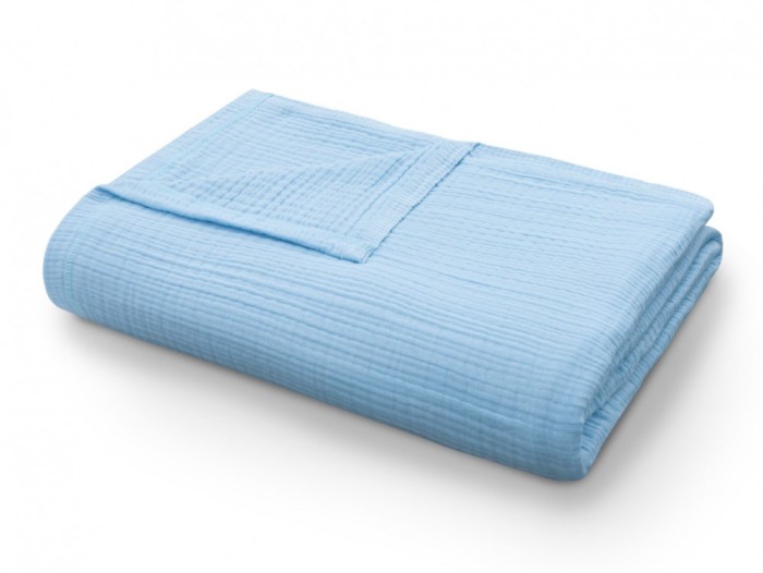 Покрывало-одеяло муслиновое голубое 220 x 230 см