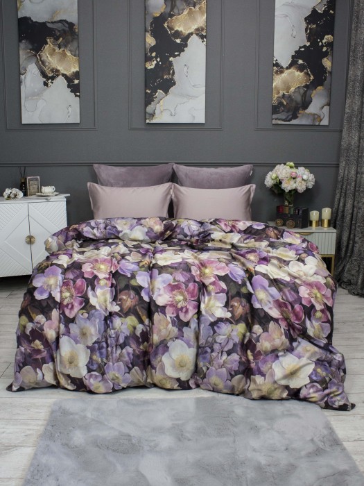 Комплекты постельного белья Монро (пыльная роза бургунди) Евро