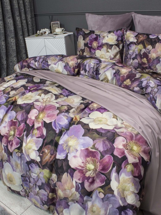 Комплекты постельного белья Монро (пыльная роза бургунди) Евро