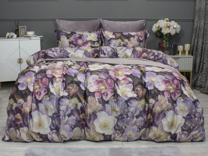 Комплекты постельного белья Монро (пыльная роза бургунди) Евро