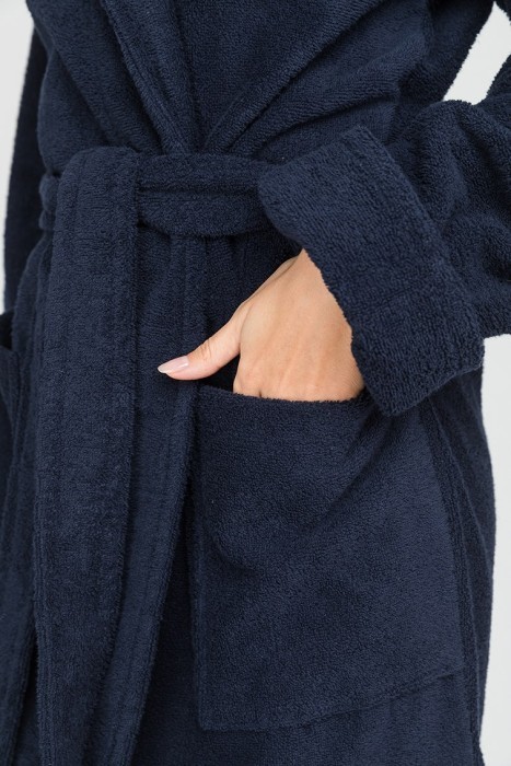 Махровый халат унисекс King&Queen Power (E 303) Темно-Синий