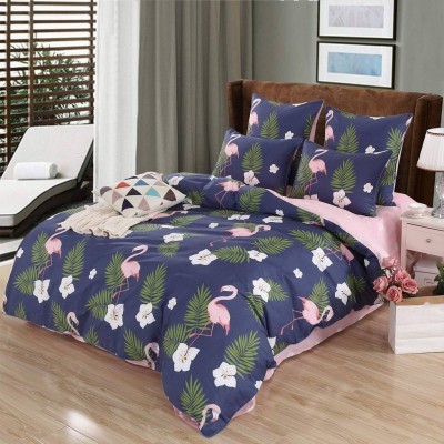 Тропики (синие) Комплект постельного белья сатин Евро 4н Евро-5116
