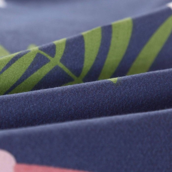 Тропики (синие) Комплект постельного белья сатин Евро 4н Евро-5116