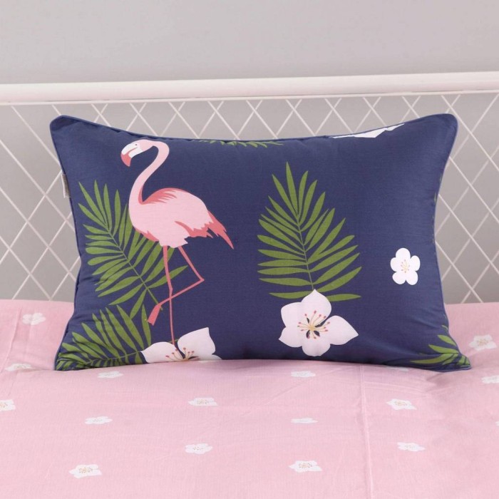 Тропики (синие) Комплект постельного белья сатин Евро 4н Евро-5116