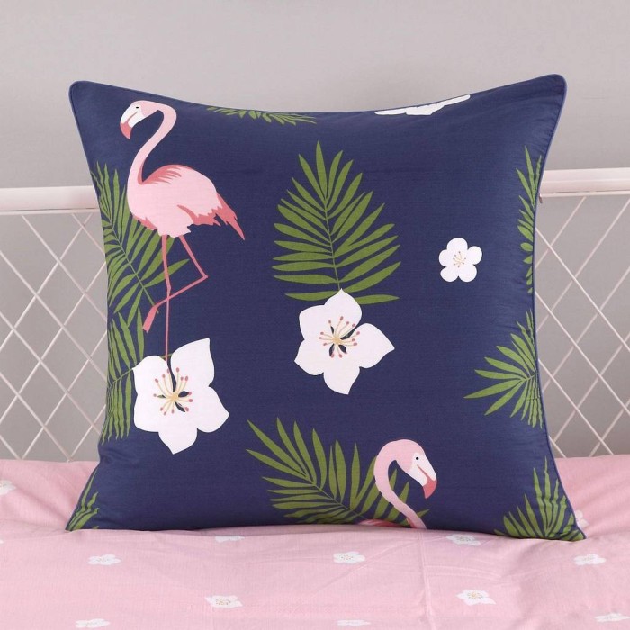 Тропики (синие) Комплект постельного белья сатин Евро 4н Евро-5116