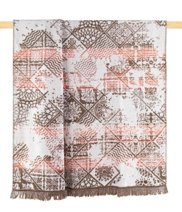 Плед Arya Хлопок Sandy 200x220 розовый серый