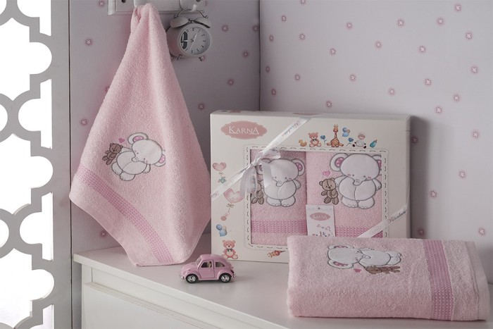 Комплект полотенец "KARNA" детский BAMBINO-SLON 50x70-70х120 см Розовый