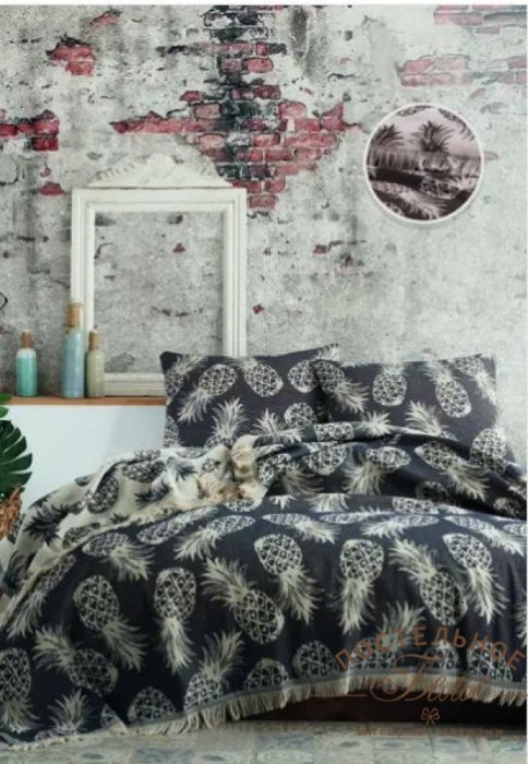 Покрывала Турция ANANAS BED SPREAD BLACK-205x240