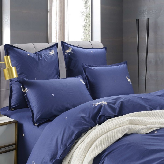 Алексия (синяя) Комплект постельного белья Сатин 2х