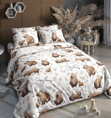 Комплект постельного белья Детский Поплин DL-64 &quot;Капибары (беж)&quot; 1.5 спальный