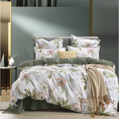 Азиза зеленый Комплект постельного белья сатин Евро 4н