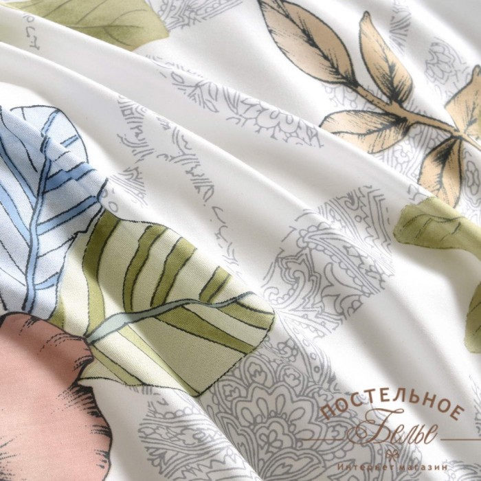 Азиза зеленый Комплект постельного белья сатин Евро 4н