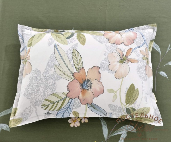 Азиза зеленый Комплект постельного белья сатин Евро 4н