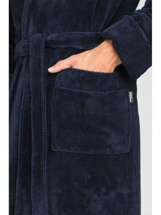 Бамбуковый махровый халат мужской NATUREL (PM 908) синий