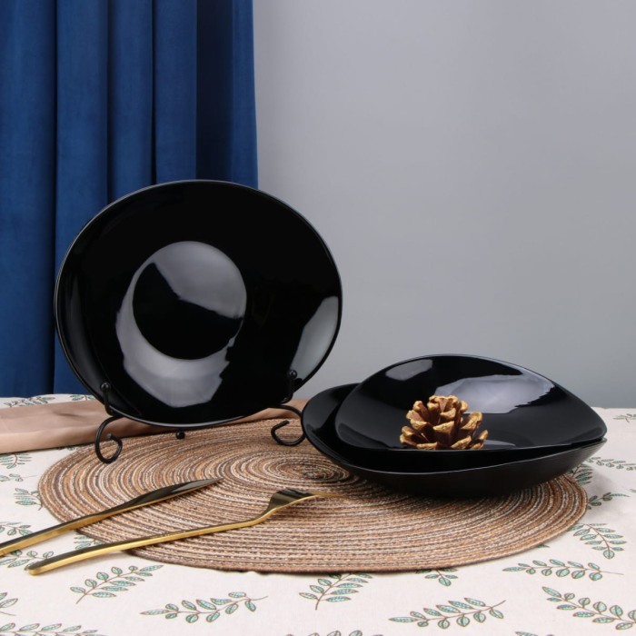 Набор обеденных тарелок Arya из опалового стекла 6 ед Ellipse 23 см Черный