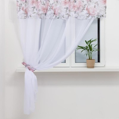 Тюль с подхватом и ламбрекеном Этель &quot;Пионы&quot; 250х200см, 100% п/э