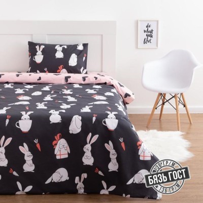 Постельное бельё Этель «Зайчики» и сердечки»1,5 сп, 145х210±2 см, 150х210±3 см, 50х70±3 см