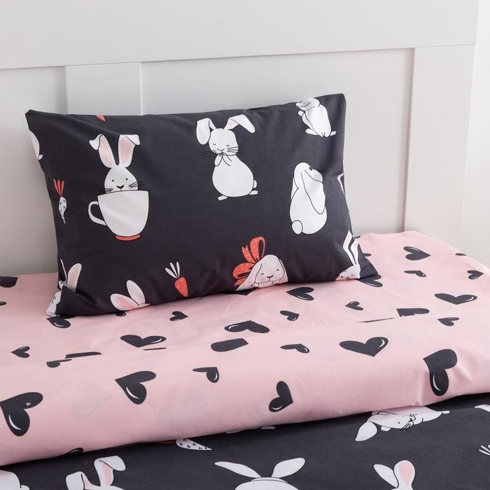 Постельное бельё Этель «Зайчики» и сердечки»1,5 сп, 145х210±2 см, 150х210±3 см, 50х70±3 см