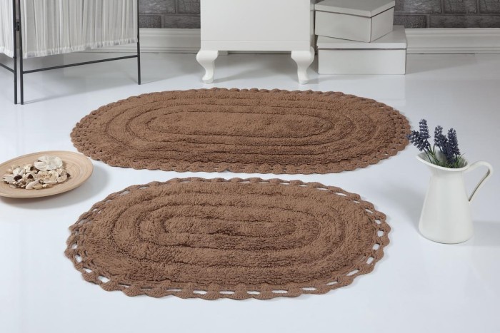 Набор ковриков для ванной "KARNA" кружевной YANA 60x100 + 50x70 см Горчичный