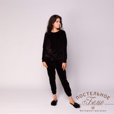 Лорен женский костюм велюровый черный L