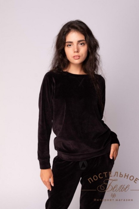 Лорен женский костюм велюровый черный L