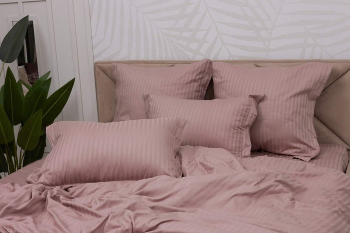 Моне (чайная роза) страйп сатин Евро 4н