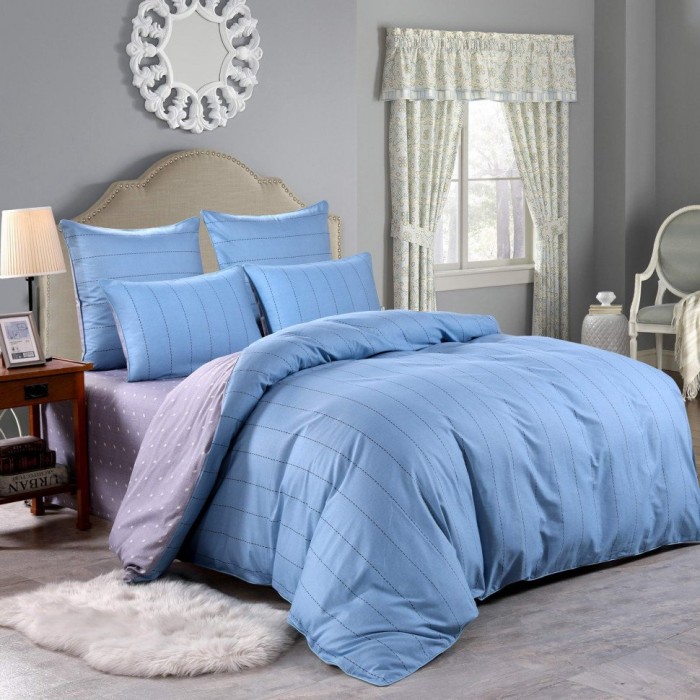 Кристиан (синий) Комплект постельного белья сатин 7Е