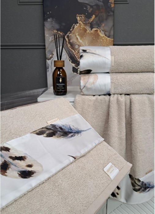 Комплект полотенец Adora Роуч (дымчатый беж) 70х140см и 50х90см "KAZANOV.A"