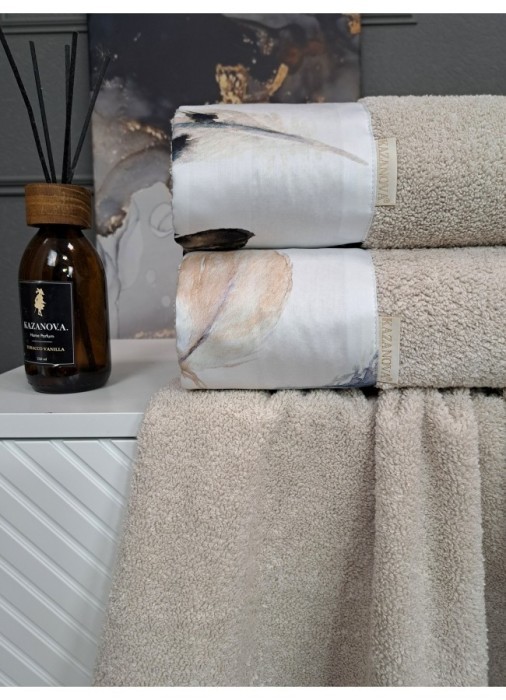 Комплект полотенец Adora Роуч (дымчатый беж) 70х140см и 50х90см "KAZANOV.A"