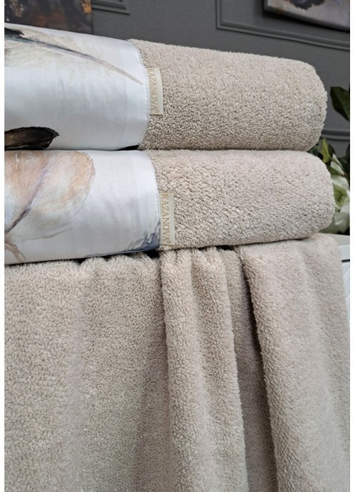 Комплект полотенец Adora Роуч (дымчатый беж) 70х140см и 50х90см "KAZANOV.A"