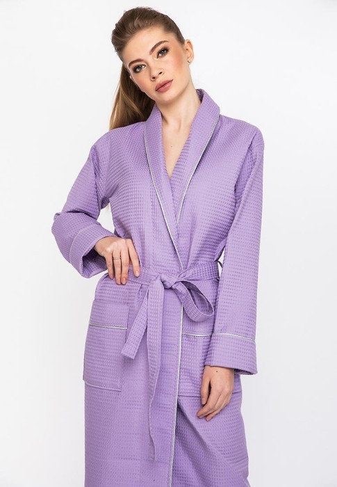 Вафельный халат NATUREL (E 721) Сиреневый