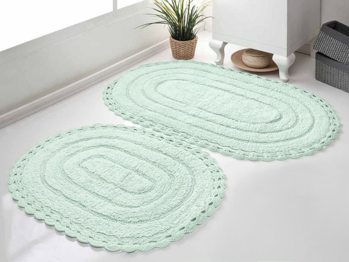 Набор ковриков для ванной "KARNA" кружевной YANA 60x100 + 50x70 см Ментол