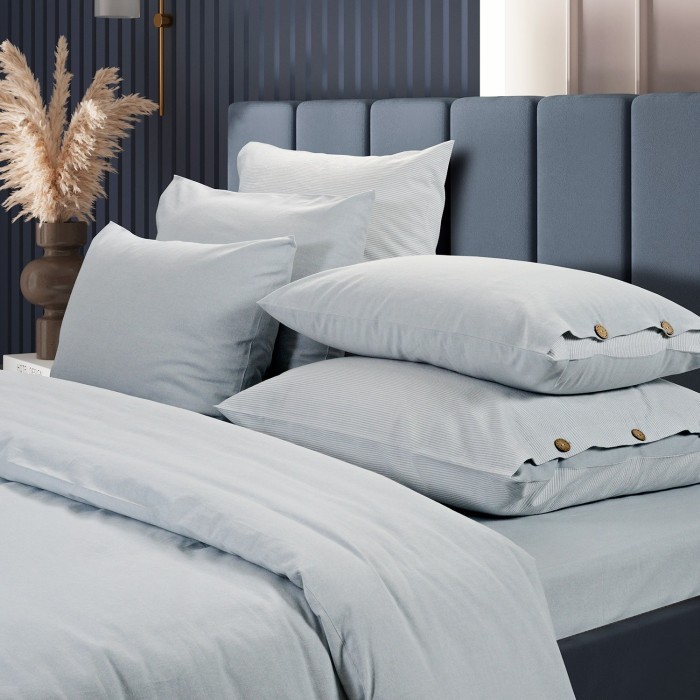 Постельное бельё Sharmes  "Rustic melange" евро (голубой )