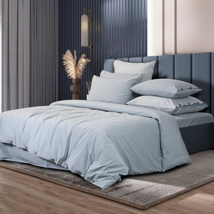 Постельное бельё Sharmes  "Rustic melange" евро (голубой )