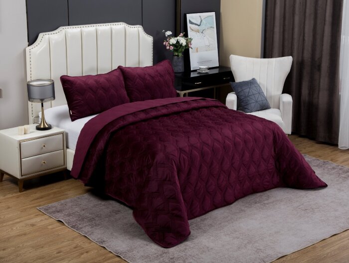 Стеганное покрывало Kendall (сангрия) 240х260см (1), 50х70см (2)