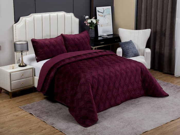 Стеганное покрывало Kendall (сангрия) 240х260см (1), 50х70см (2)