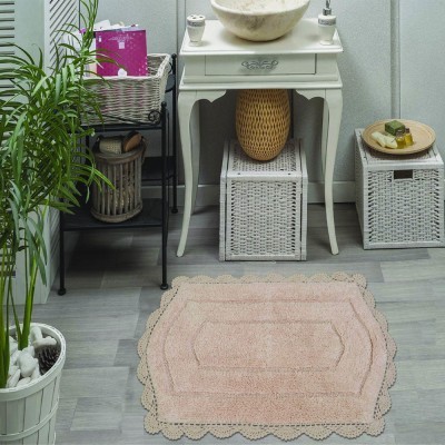 BELLA (пудра) Набор ков. для ванной кружевной 50х70 и 60х100см