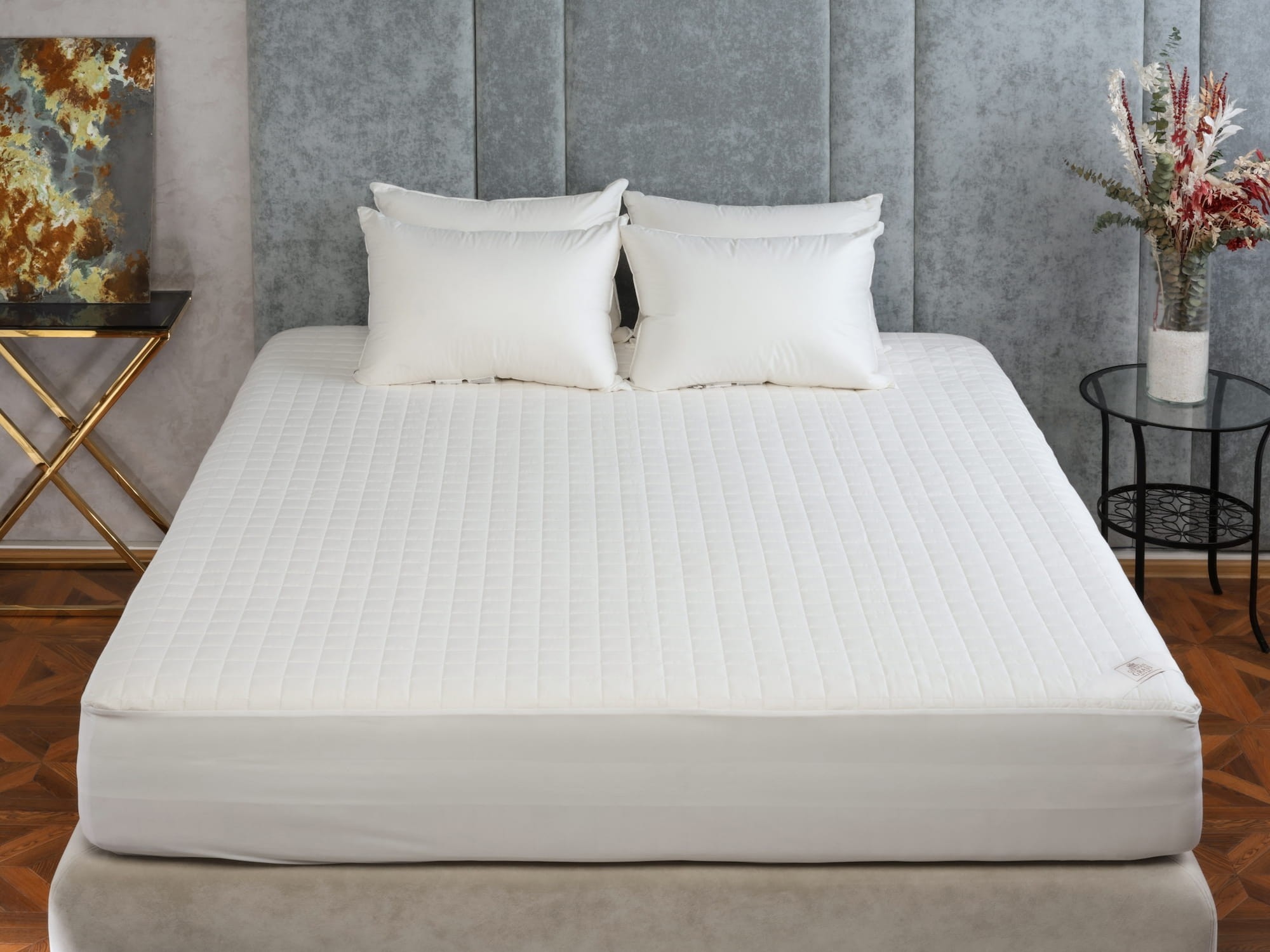 Наматрасник MATTRESS COTTON DRYSOFT GRASS непромокаемый с юбкой 180х200х40
