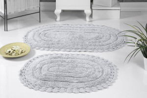 Набор ковриков для ванной "KARNA" кружевной YANA 60x100 + 50x70 см 1/2 Серый