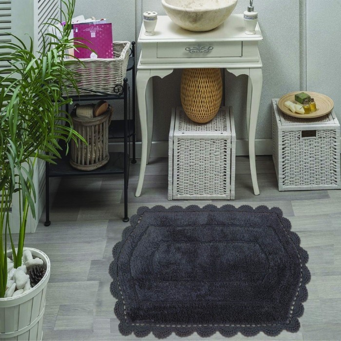 BELLA (тем фиолет) Набор ков. для ванной кружевной 50х70 и 60х100см